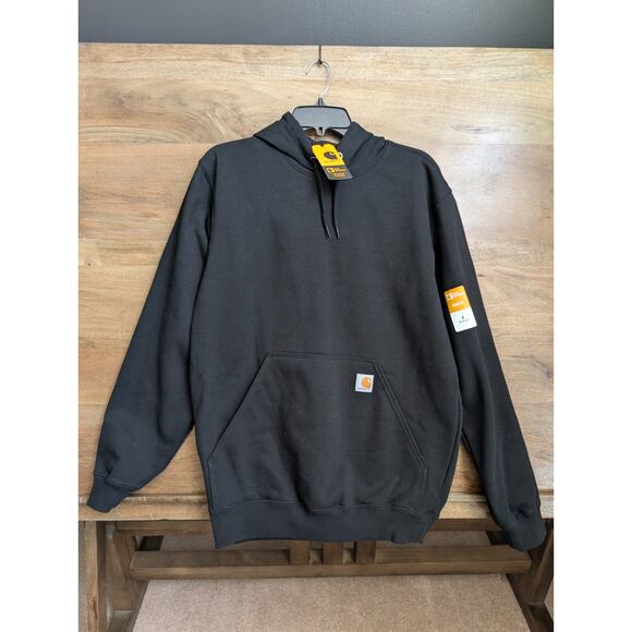 Carhartt Hoodie Mens Small Black Rain Defender Loose Fit Midweight Graphic - Picture 1 of 5